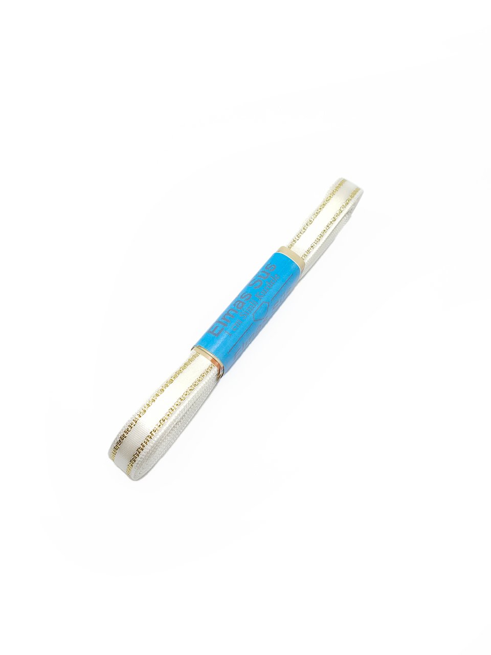 Altın Şeritli Saten Kurdele 1cm Krem