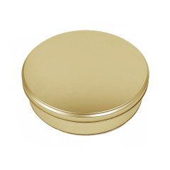 Metal Madlen Çikolata Kutusu Yuvarlak Altın - 500gr