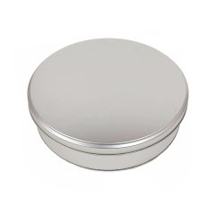 Metal Madlen Çikolata Kutusu Yuvarlak Gümüş - 500gr