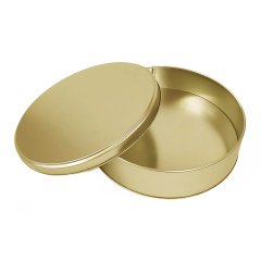 Metal Madlen Çikolata Kutusu Yuvarlak Altın - 1000gr
