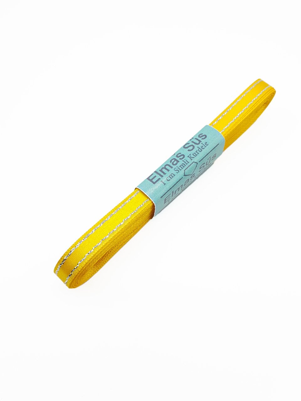 Gümüş Şeritli Saten Kurdele 1cm Sarı