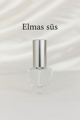 Mini Fısfıs Kalp Cam  Şişe 10cc Gümüş
