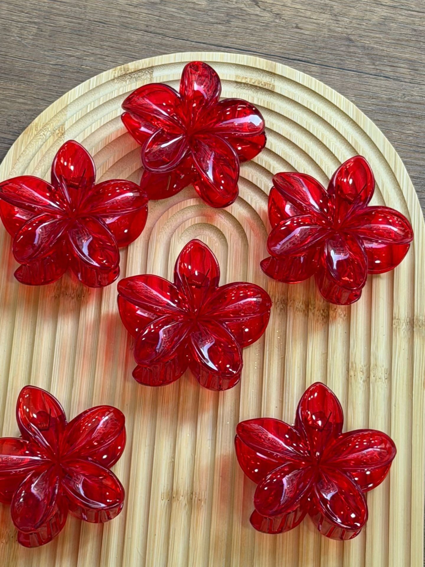 Kırmızı Lotus Toka 12 adet (8 cm)