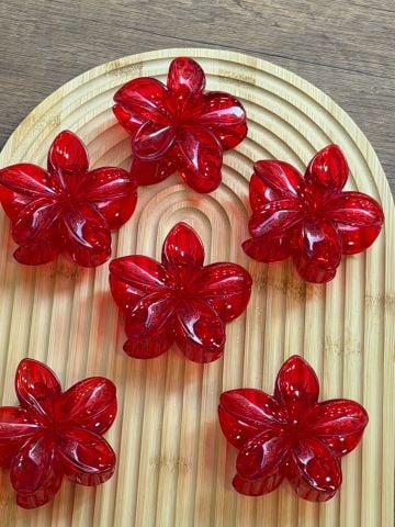 Kırmızı Lotus Toka 12 adet (8 cm)