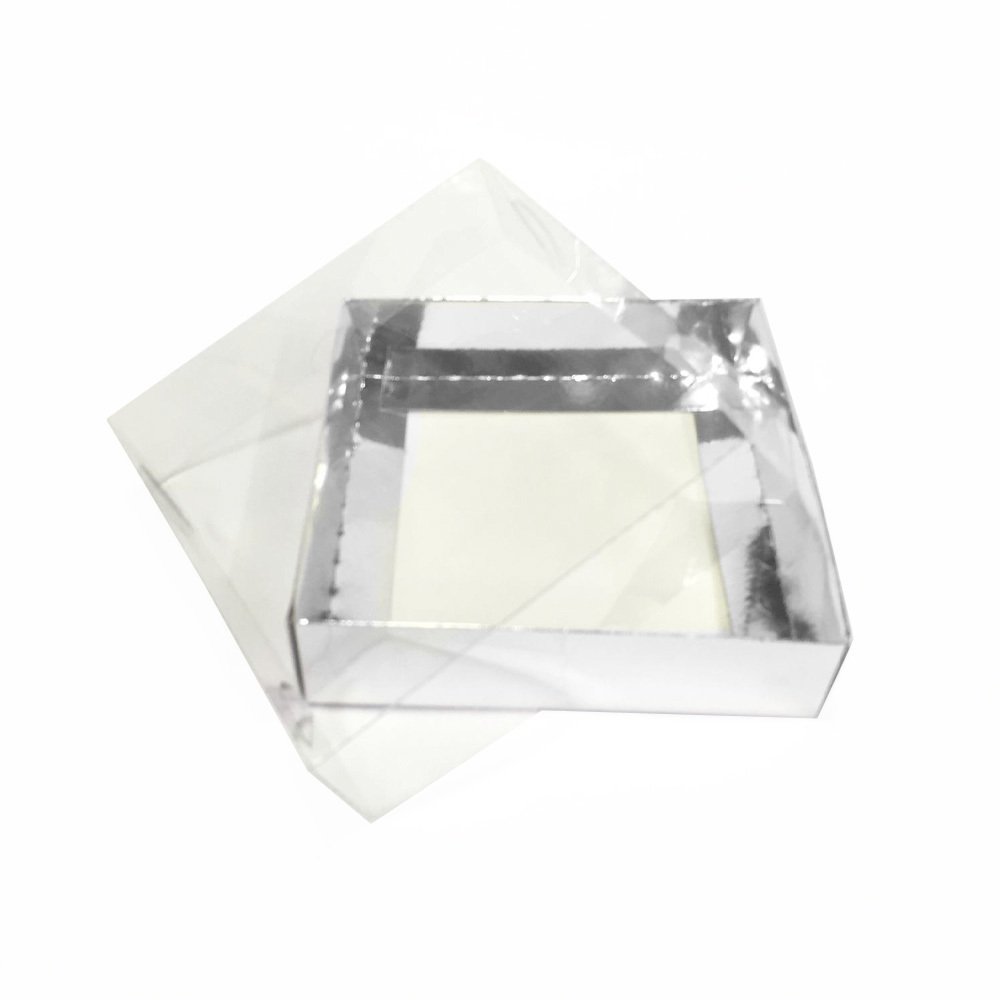 12x12x3 Asetat Kapaklı Karton Kutu - 50 adet Gümüş