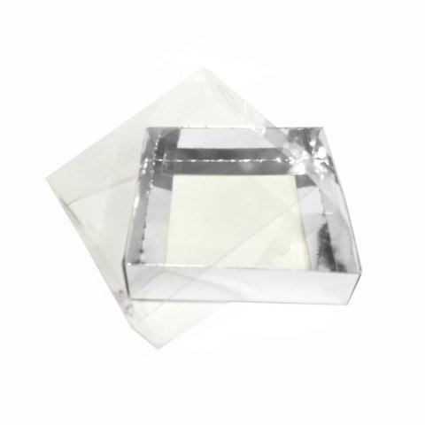 12x12x3 Asetat Kapaklı Karton Kutu - 50 adet Gümüş