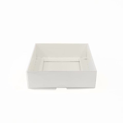 10x10x3 Asetat Kapaklı Karton Kutu - 50 adet Beyaz