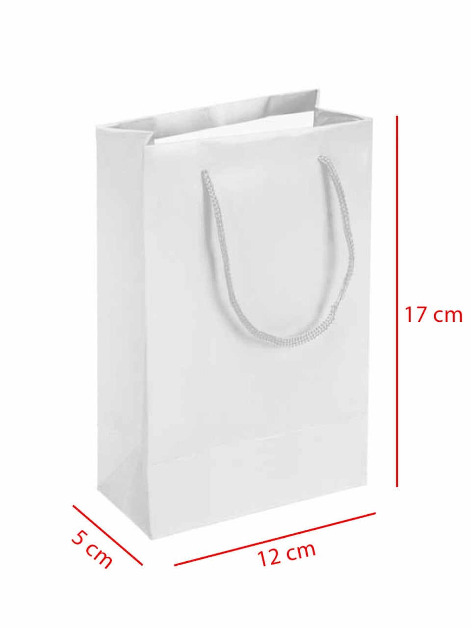 11x 5 x 17 İp Saplı Kağıt Çanta (25 adet) Beyaz
