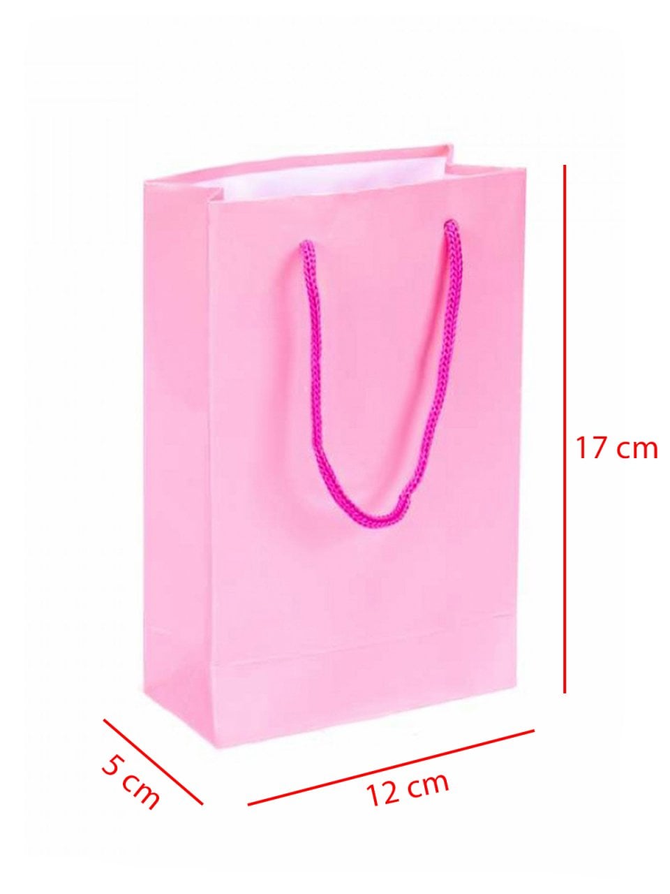 11x 5 x 17 İp Saplı Kağıt Çanta (25 adet) Pembe
