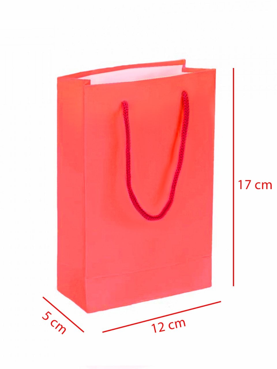 11x 5 x 17 İp Saplı Kağıt Çanta (25 adet) Kırmızı