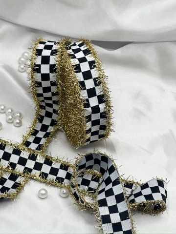 Simli Yılbaşı Kurdelesi 5 metre Altın Simli Dama