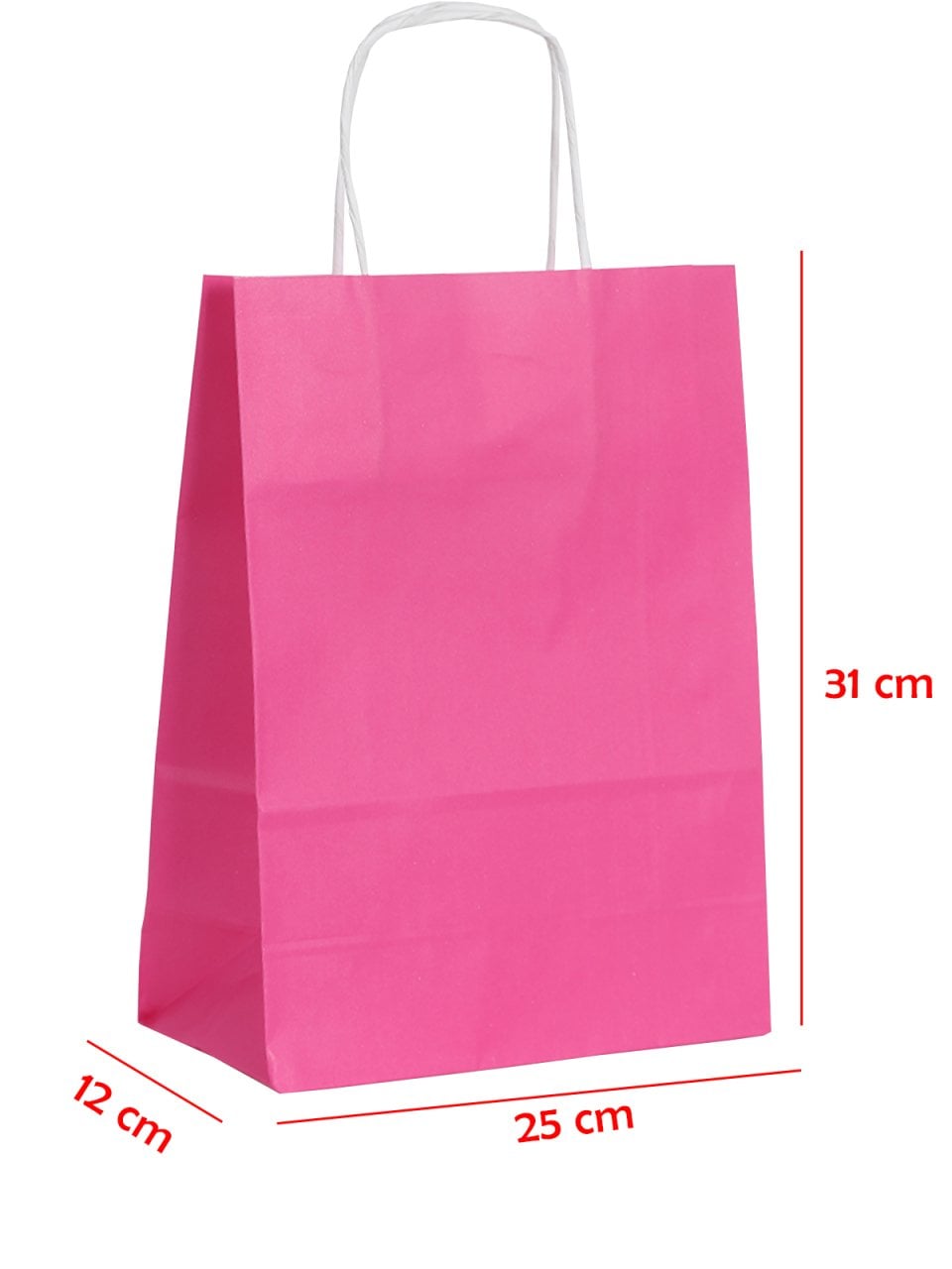 25 x 12 x 31 Büküm Saplı Kağıt Çanta (25 adet) Fuşya