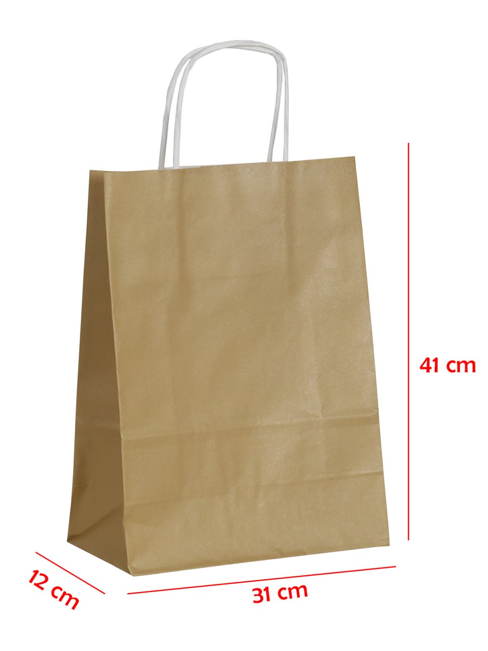 31 x 12 x 41 Büküm Saplı Kağıt Çanta (25 adet) Altın