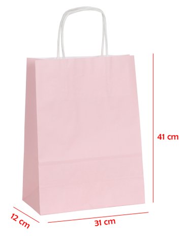 31 x 12 x 41 Büküm Saplı Kağıt Çanta (25 adet) Pembe