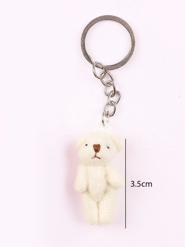 Peluş Ayıcık Anahtarlık ve Süsleme Malzemesi (10 adet) Krem - 3.5cm
