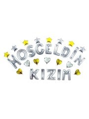 Hoş geldin Kızım' Yazılı Set Balon  - Gümüş