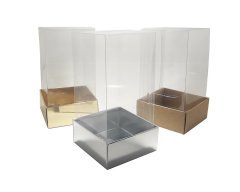 Altı Kartonlu Asetat Kutu - Kraft 5x5x5cm