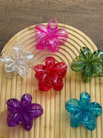 Şeffaf Karışık Lotus Toka 8 cm (12adet)