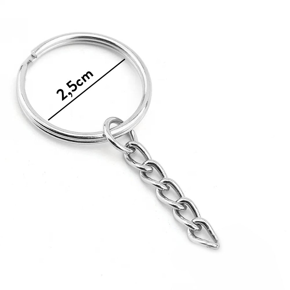 Zincirli Anahtarlık Ucu (2.5mm) - 50 adet Gümüş