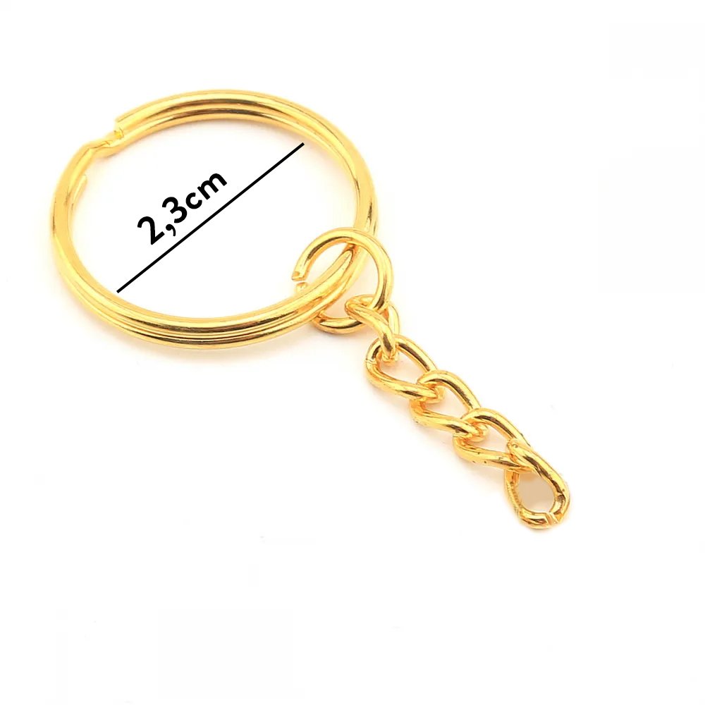 Zincirli Anahtarlık Ucu (2.3mm) - 50 adet Altın