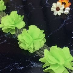 Lazer Kesim Şifon Çiçek (60 adet) Fıstık Yeşili