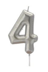 Gümüş Rakam Mum - Büyük 4