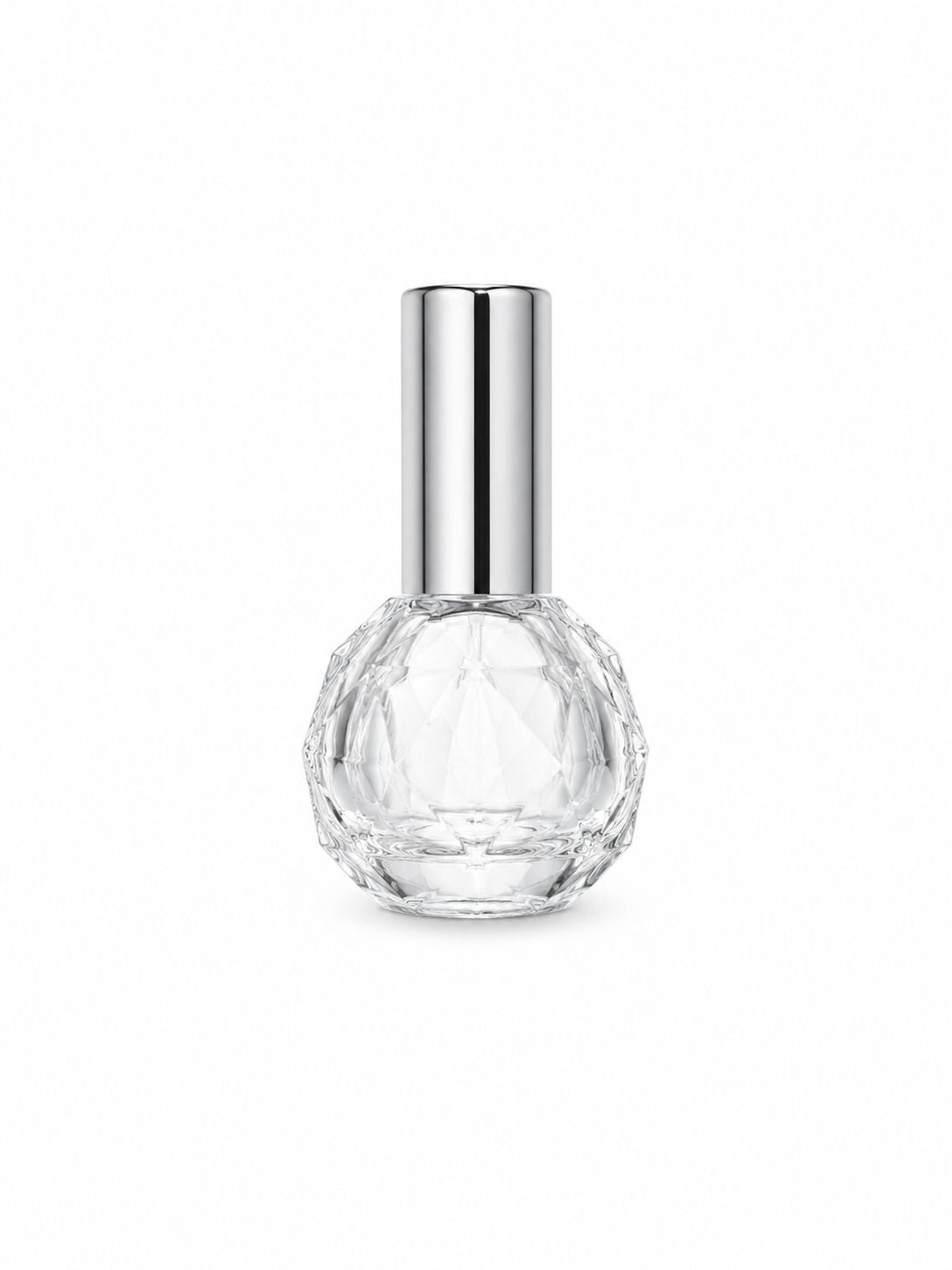 Yuvarlak Kristal  Fısfıs Cam Şişe 10 ml Gümüş