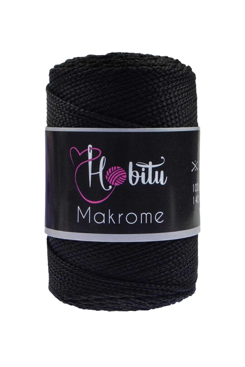 Polyester Makrome El Örgü ipi Siyah