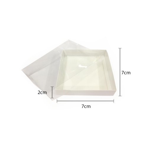 Asetat Kapaklı Kraft Kutu (50 adet) 7x7x2 - Beyaz