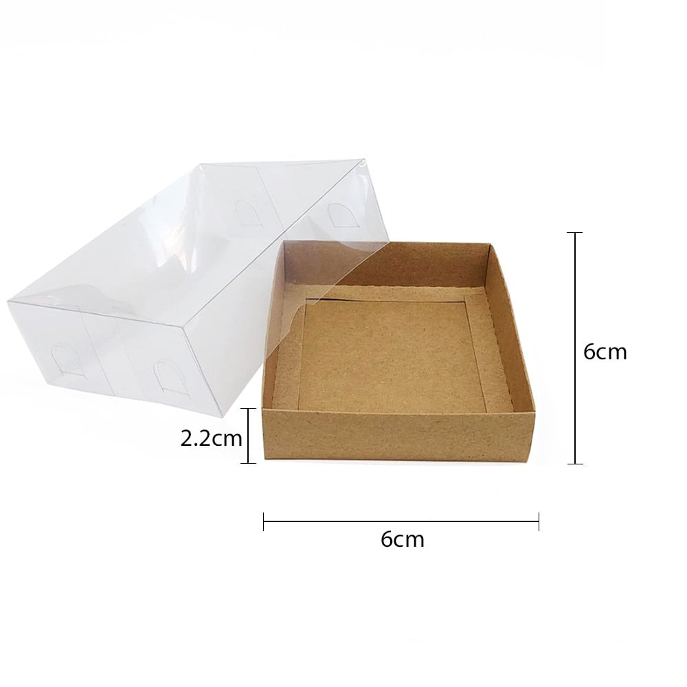 Asetat Kapaklı Kraft Kutu (50 adet) 6x6x2 - Kraft