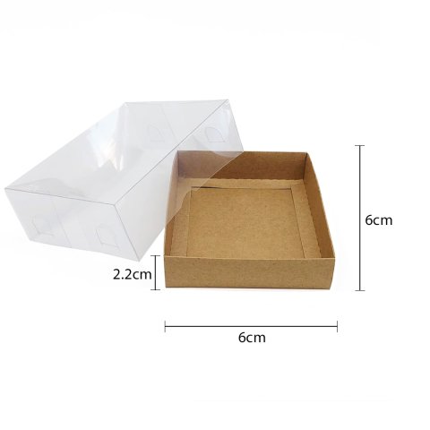 Asetat Kapaklı Kraft Kutu (50 adet) 6x6x2 - Kraft