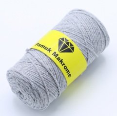 Pamuklu Makrome İpi (2mm - 250gr) Açık Gri