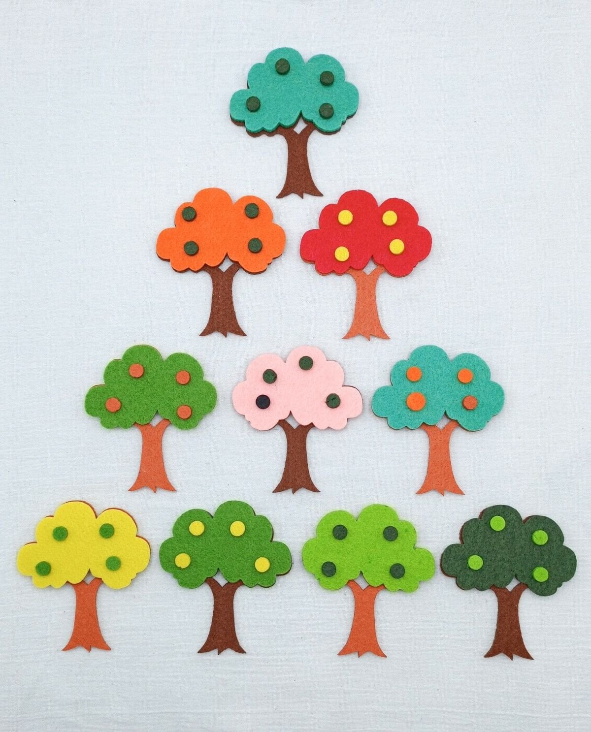 Keçe Ağaç Keçe Figür Yapım Seti 10'lu (En:8cm Boy:9cm)