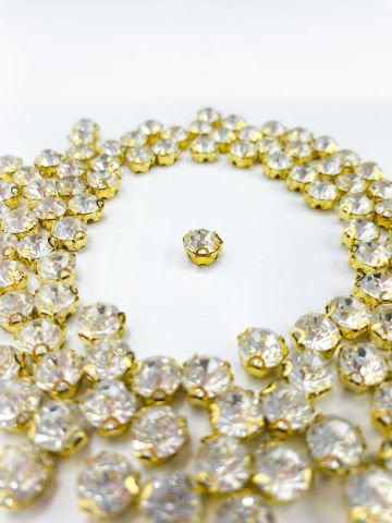Kristal Taş Boncuk - 125 adet Altın