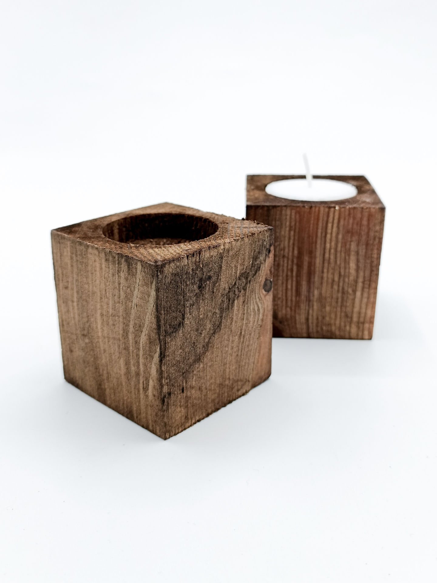 Ahşap Kare Tealight Mumluk