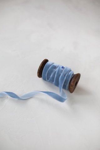 1cm Kadife Kurdele - 5m Mavi