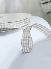 1 cm Ekose Kurdele Gri