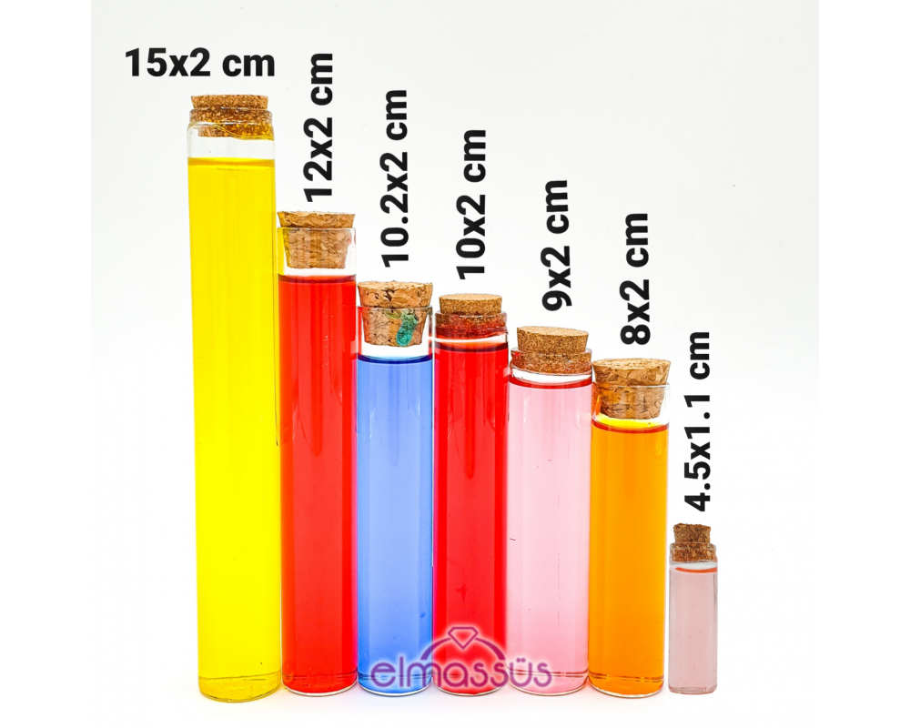 Mantar Tıpalı Deney Tüpü 12x2cm
