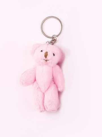 Mini Peluş Ayıcık Kapı Süsü Malzemesi - 8cm (5 adet) Pembe