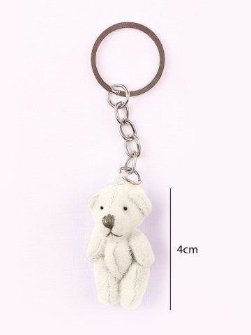Peluş Ayıcık Anahtarlık ve Süsleme Malzemesi (10 adet) Beyaz - 4cm