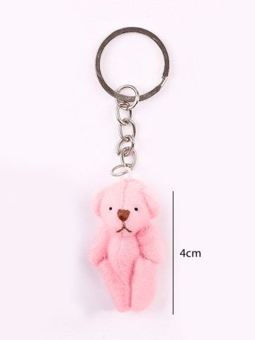 Peluş Ayıcık Anahtarlık ve Süsleme Malzemesi (10 adet) Pembe - 4cm