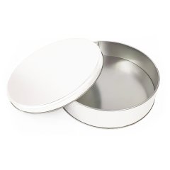 Metal Madlen Çikolata Kutusu Yuvarlak Beyaz - 500gr