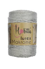 Polyester Simli Makrome El Örgü ipi Açık Gri - Gümüş
