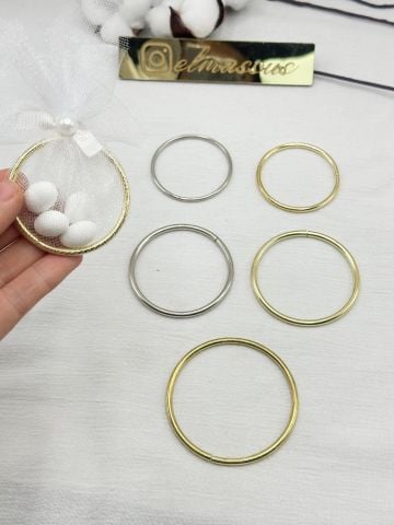 Hediyelik Yuvarlak  Metal Halka    50 adet Gold - 6cm