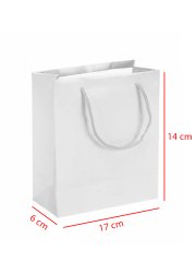 14 x 6 x 17 İp Saplı Kağıt Çanta (25 adet) Beyaz