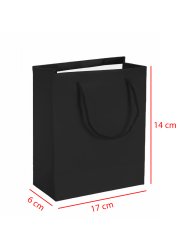 14 x 6 x 17 İp Saplı Kağıt Çanta (25 adet) Siyah