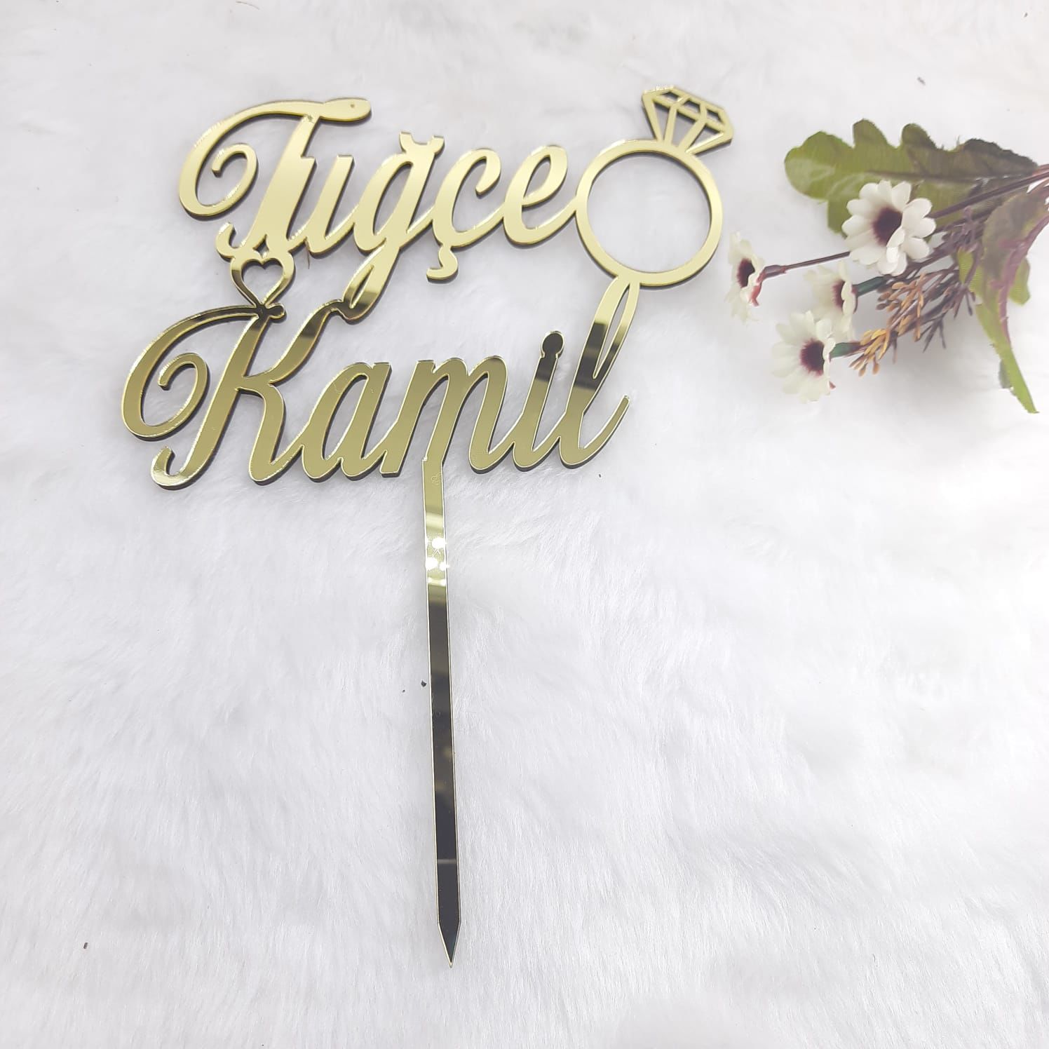 Yüzük Detaylı Pasta Pleksisi 15cm