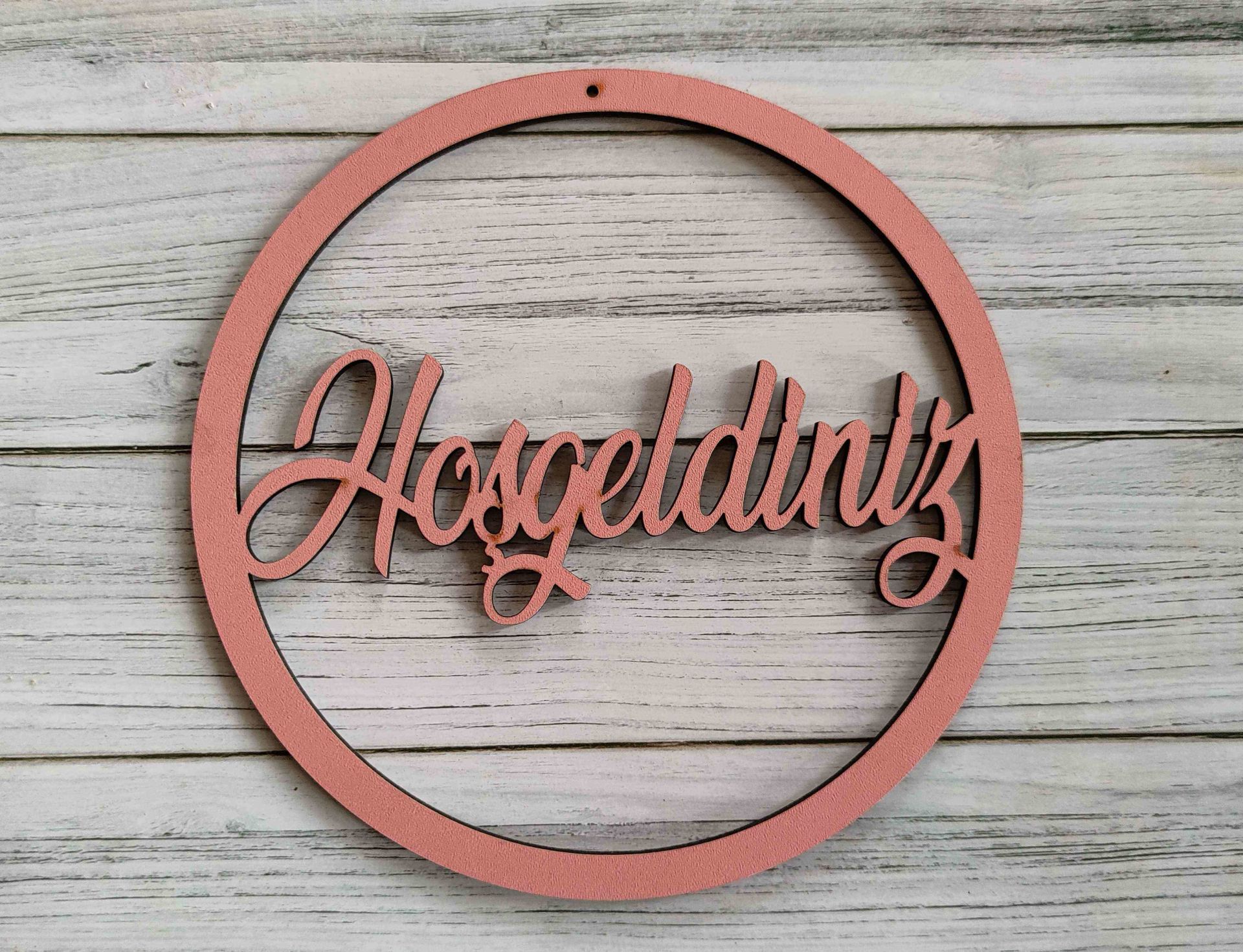 Hoşgeldiniz' Ahşap Kapı Süsü Pleksi 30cm