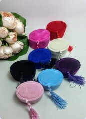 Oval Kadife Flok Püsküllü Kutu (10 adet)