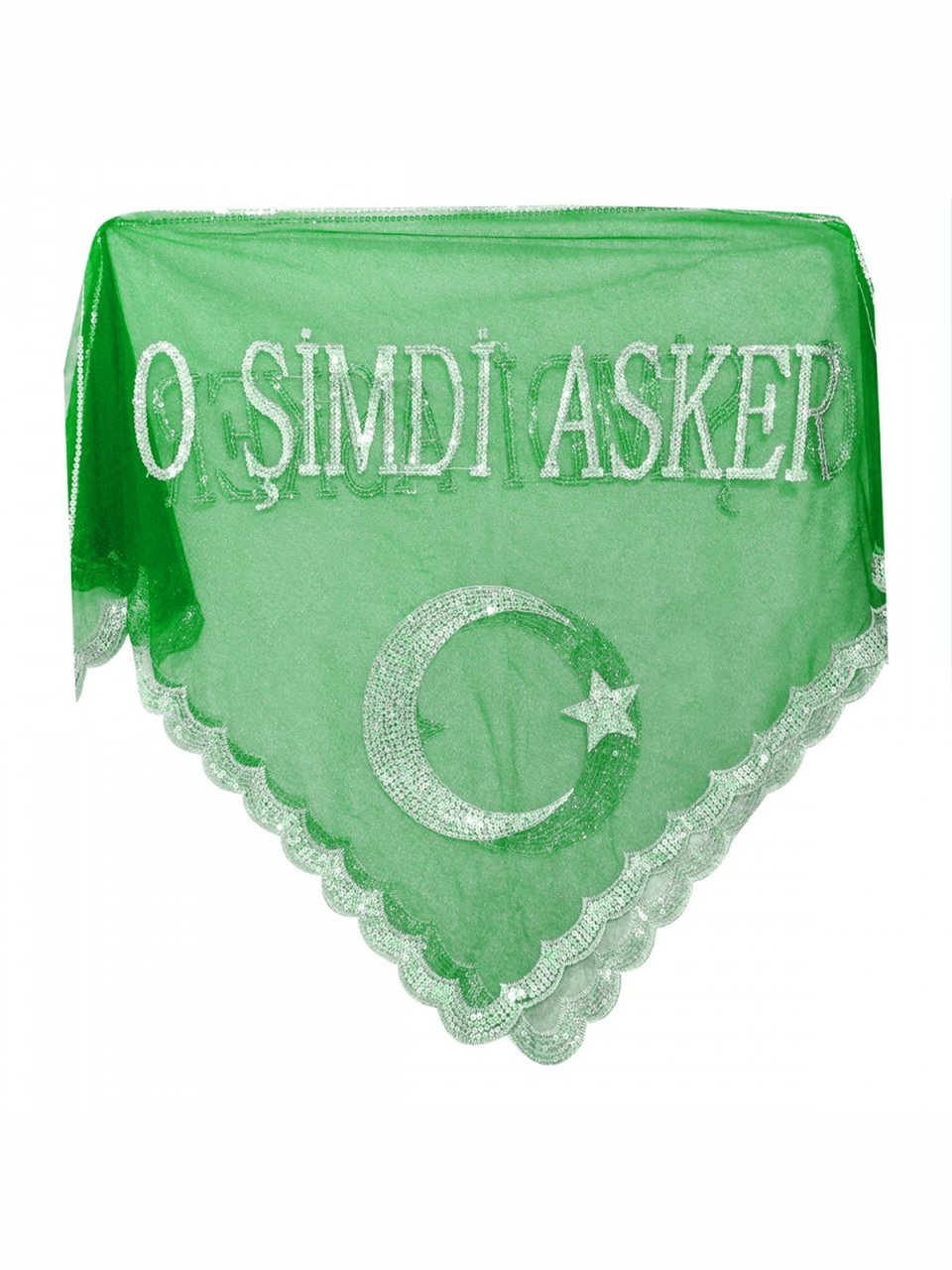 'O Şimdi Asker' Pullu Kına Örtüsü Yeşil